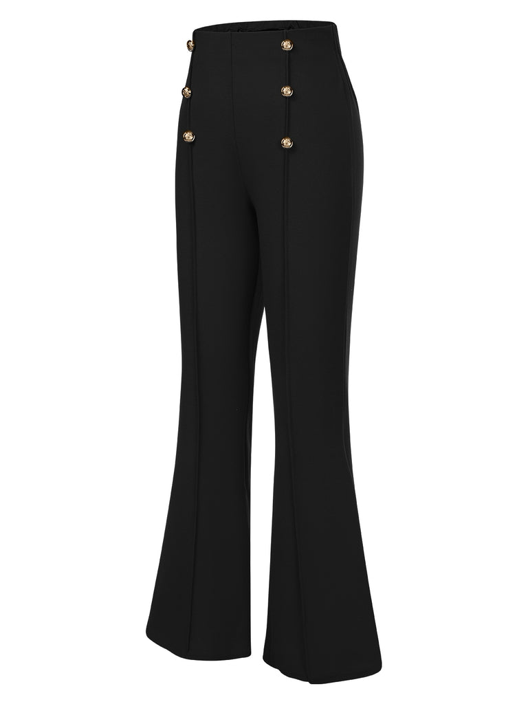 1950s Solid Center Seam Buttoned Flared Pants, vintage fashion, retro style - perfect for women who love vintage and retro fashion
