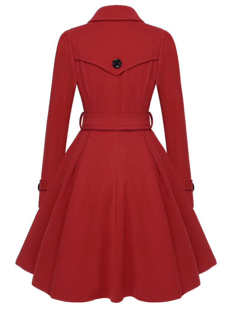 1950s Solid Color Lapel Slim Coat - vintage fashion, retro style