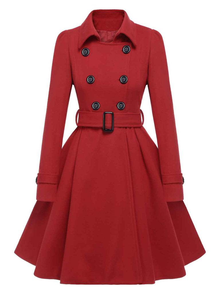 1950s Solid Color Lapel Slim Coat, vintage coat, retro outerwear - perfect for women who love vintage and retro fashion