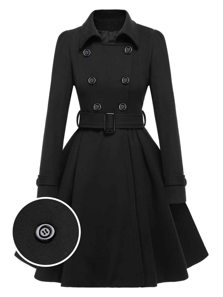 1950s Solid Color Lapel Slim Coat, vintage jacket, retro coat, classic outerwear, women, elegant