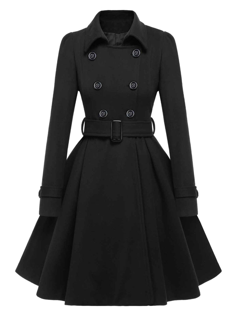 1950s Solid Color Lapel Slim Coat, vintage jacket, retro coat, classic outerwear, women, elegant