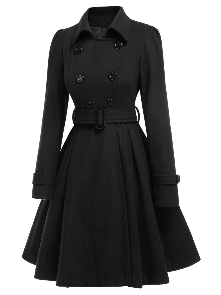 1950s Solid Color Lapel Slim Coat, vintage jacket, retro coat, classic outerwear, women, elegant