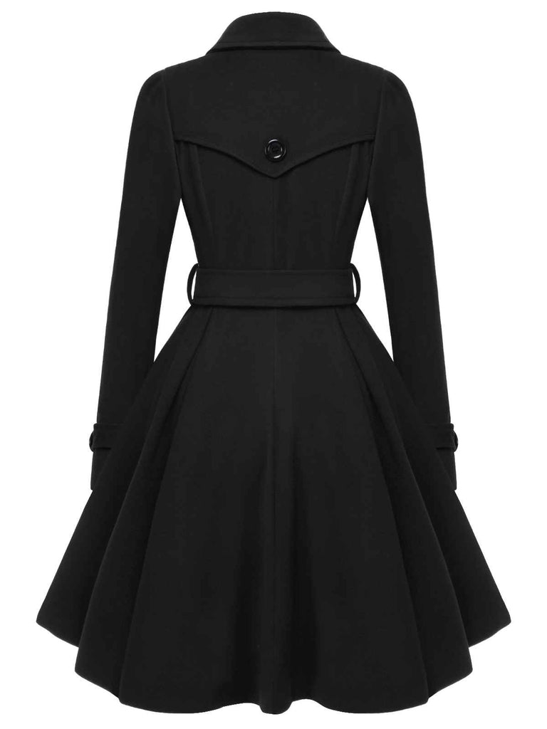 1950s Solid Color Lapel Slim Coat, vintage jacket, retro coat, classic outerwear, women, elegant