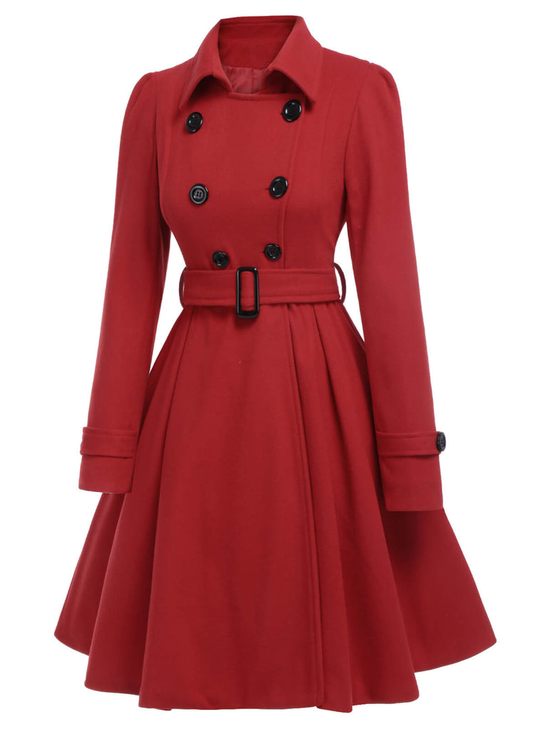 1950s Solid Color Lapel Slim Coat, vintage coat, retro outerwear - perfect for women who love vintage and retro fashion