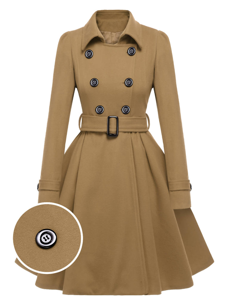 1950s Solid Color Lapel Slim Coat, vintage jacket, retro coat, classic outerwear, women, elegant