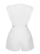 1950s Solid Deep V Neck Ruffles Sleeveless Romper, vintage romper, retro jumpsuit - perfect for women who love vintage and retro fashion