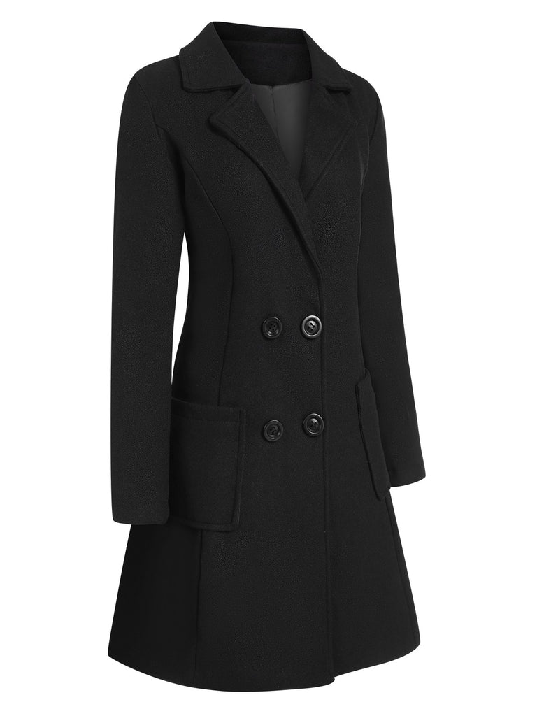 1950s Solid Double Breasted Lapel Skater Coat, vintage coat, retro outerwear - perfect for women who love vintage and retro fashion