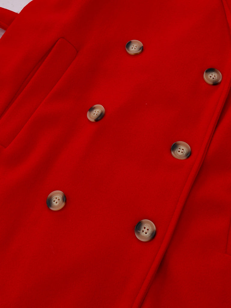 1950s Solid Double-Breasted Lapel Trench Coat - vintage fashion, retro style