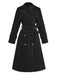 1950s Solid Double-Breasted Lapel Trench Coat - vintage fashion, retro style