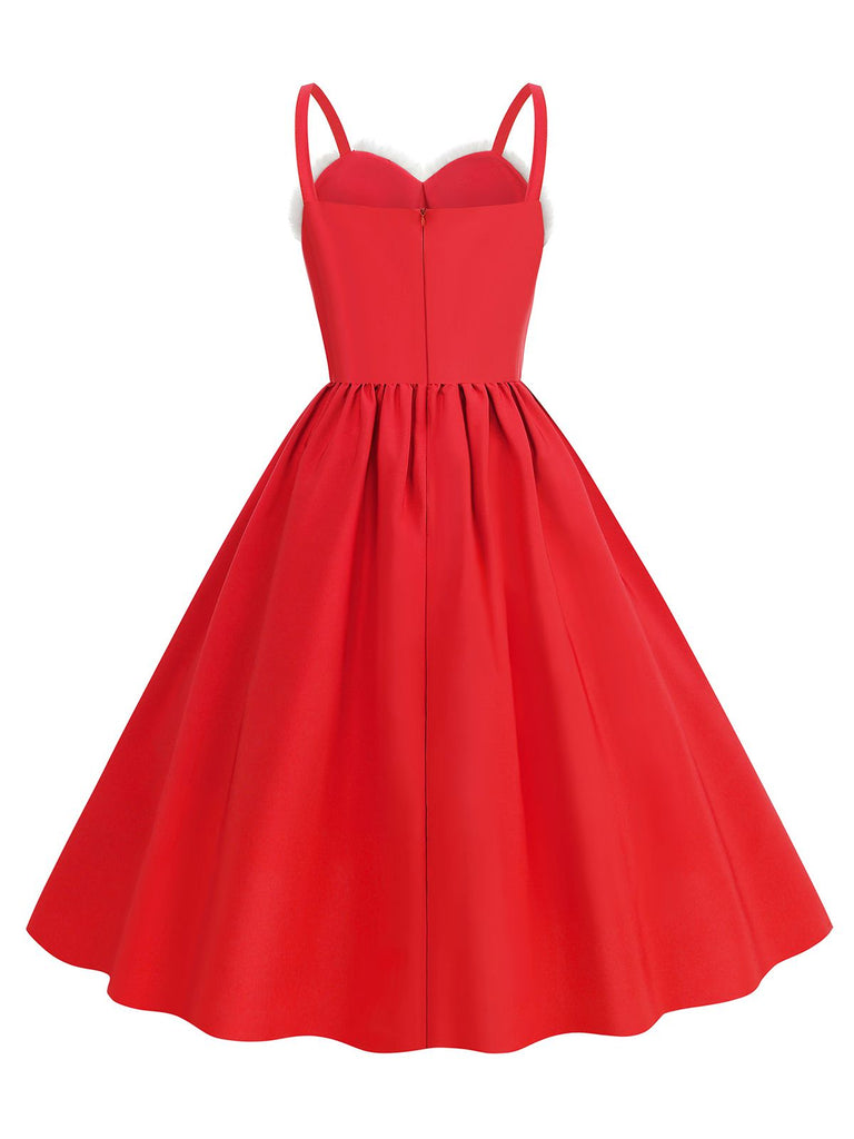 This 1950s Solid Fur Collar Christmas Dress wraps her in 1950s elegance, one twirl at a time