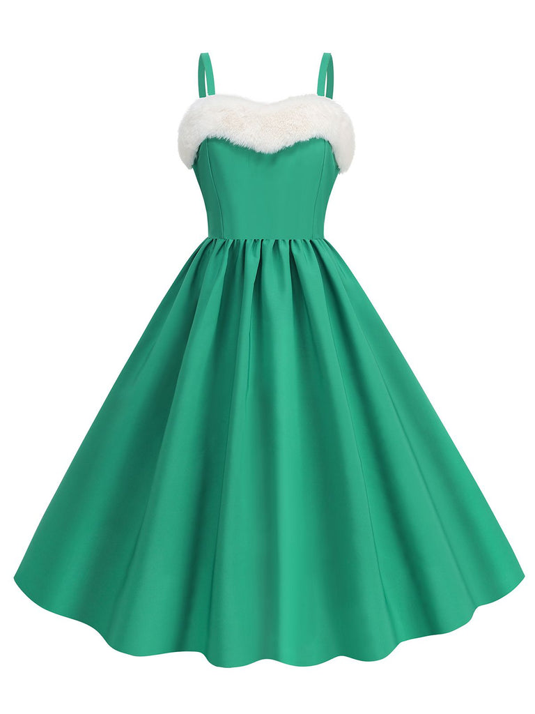 1950s Solid Fur Collar Christmas Dress — the kind of 1950s dress that makes strangers smile