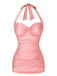 1950s Solid Gathered Halter Swimsuit: 1950s Rivier