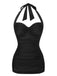 1950s Solid Gathered Halter Swimsuit: beautiful vi