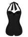 1950s Solid Gathered Halter Swimsuit | vintage swi