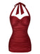 1950s Solid Gathered Halter Swimsuit - vintage swi