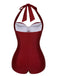 1950s Solid Gathered Halter Swimsuit | vintage swi