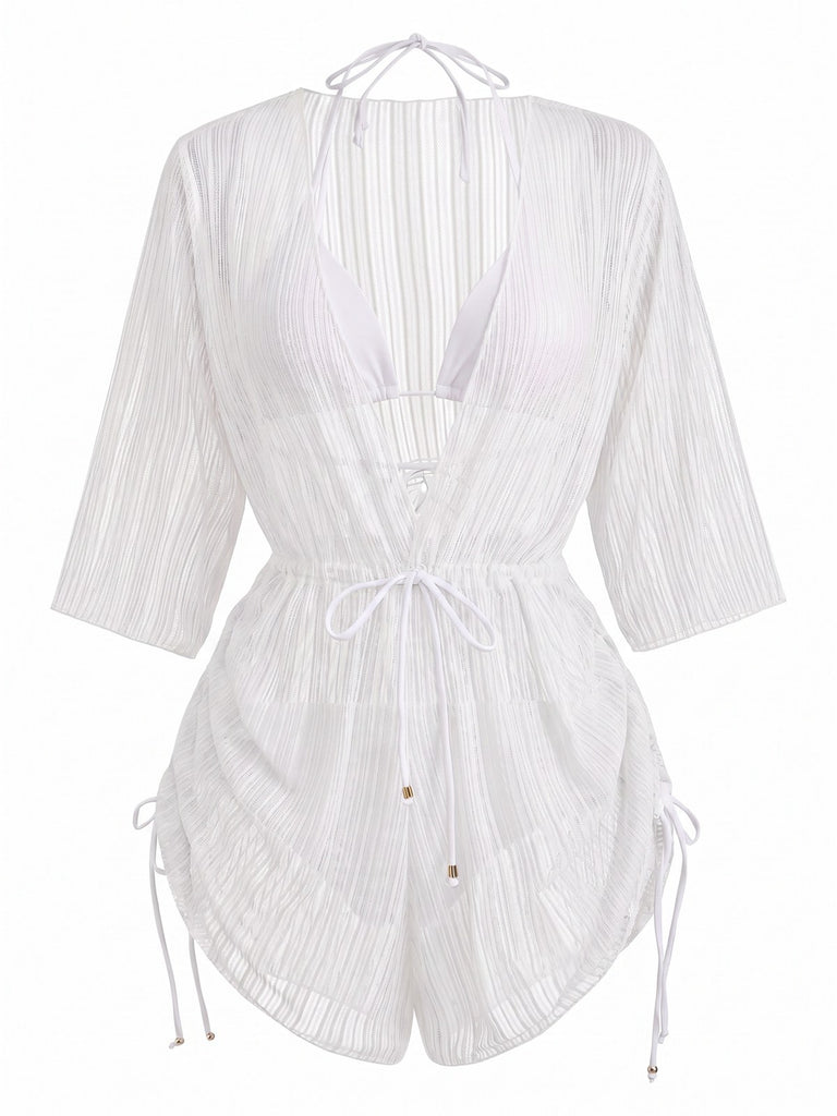 1950s-Solid-Halter-Bikini-Set-Shimmer-Cover-Up, vintage, retro, swimwear