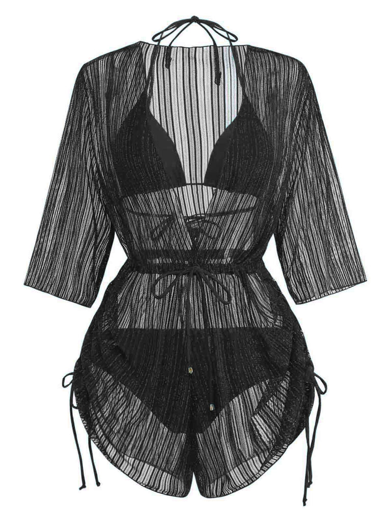1950s-Solid-Halter-Bikini-Set-Shimmer-Cover-Up, vintage, retro, swimwear