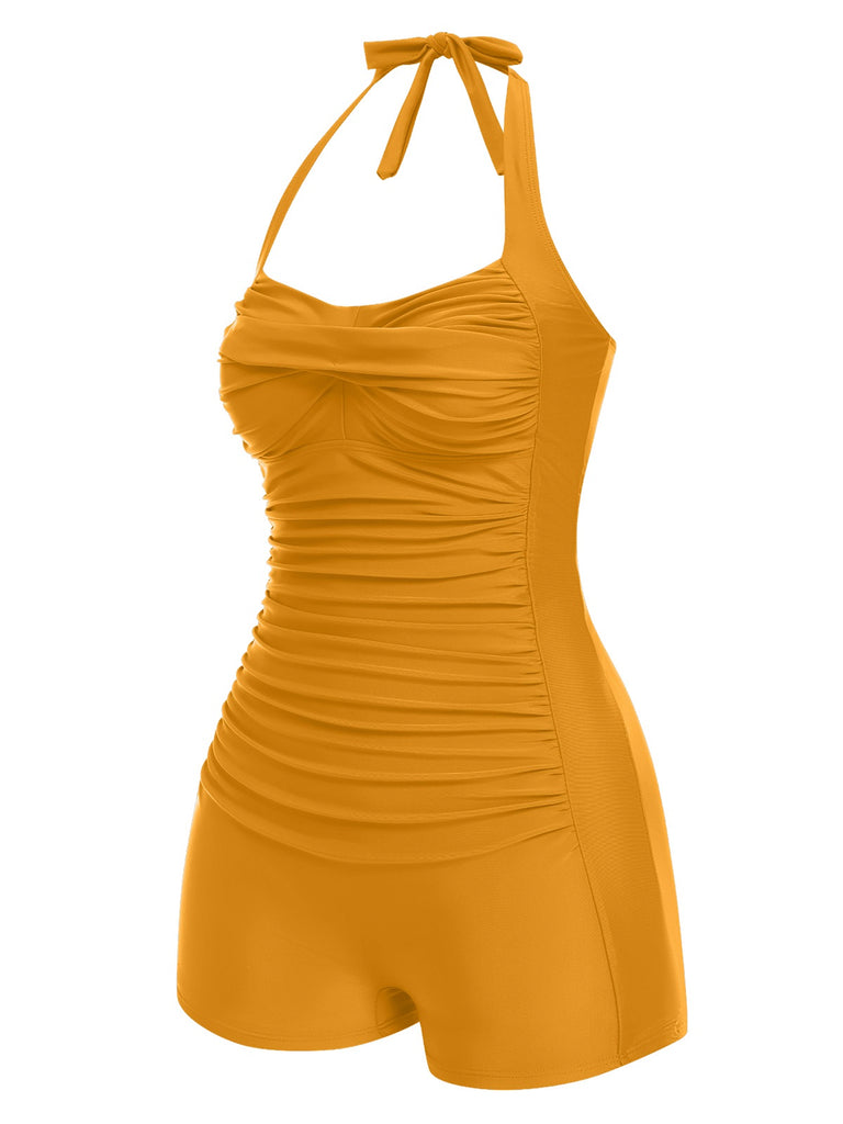 1950s Solid Halter Boxer OnePiece | 1950s | vintage swimsuit, retro beachwear