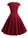 1950s Solid Heart Neck Short Sleeve Dress: where 1950s romance meets her modern spirit