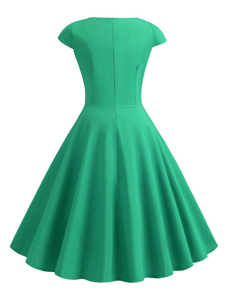 1950s Solid Heart Neck Short Sleeve Dress — a 1950s silhouette that turns sidewalks into runways