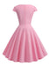 This 1950s Solid Heart Neck Short Sleeve Dress wraps her in 1950s elegance, one twirl at a time
