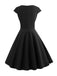 She slips into this 1950s Solid Heart Neck Short Sleeve Dress and suddenly it's a 1950s daydream