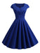 1950s Solid Heart Neck Short Sleeve Dress: where 1950s romance meets her modern spirit