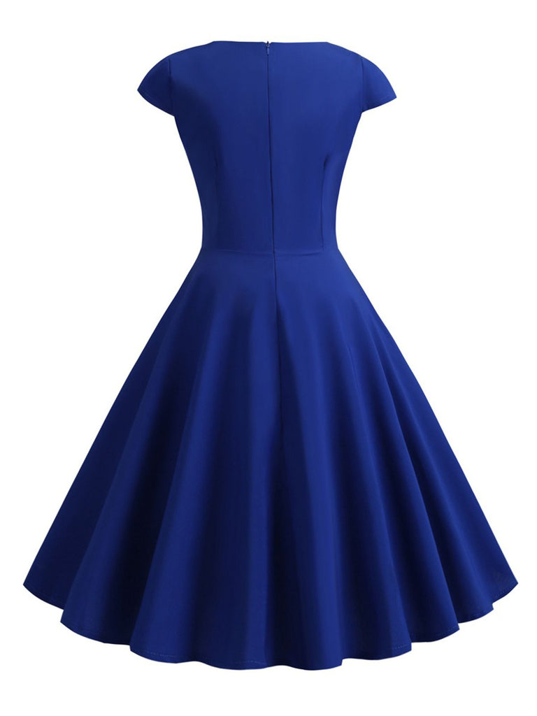 1950s Solid Heart Neck Short Sleeve Dress — the kind of 1950s dress that makes strangers smile