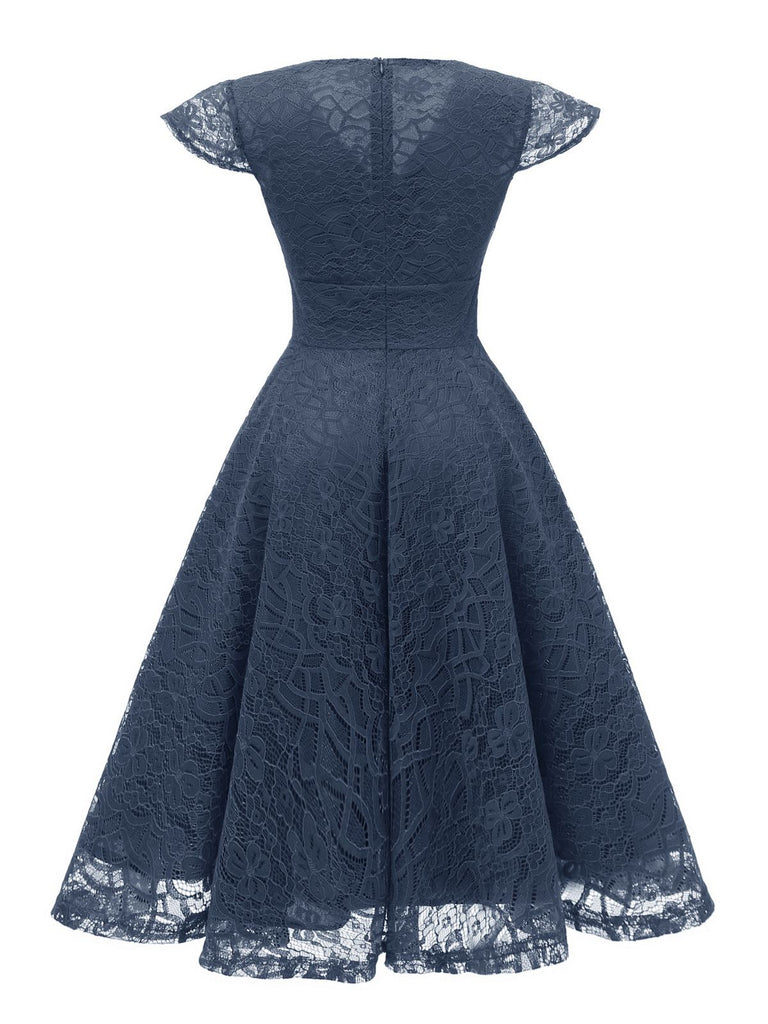 1950s Solid Lace Pleated V-Neck Dress — vintage elegance for the modern woman
