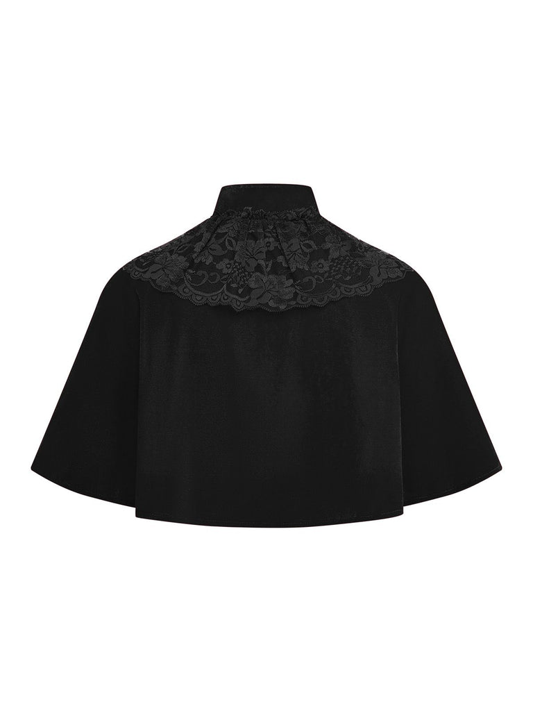 1950s Solid Lace Velvet Patchwork Cape - vintage fashion, retro style
