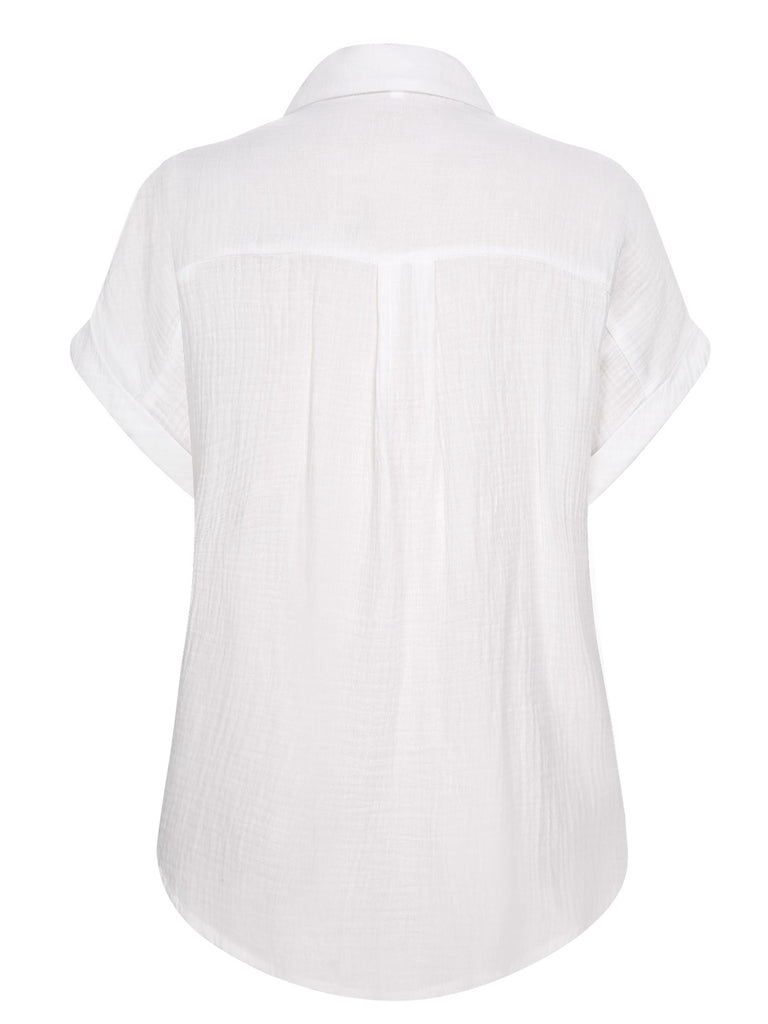 1950s Solid Lapel Button-Down Blouse, vintage top, retro blouse - perfect for women who love vintage and retro fashion