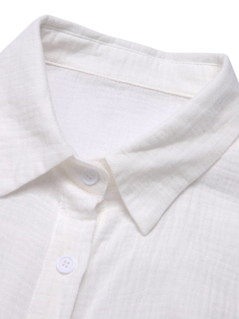 1950s Solid Lapel Button-Down Blouse, vintage top, retro blouse - perfect for women who love vintage and retro fashion