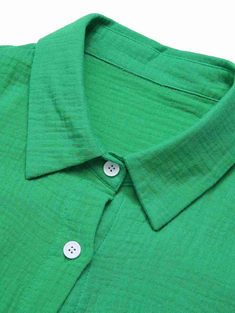 1950s Solid Lapel Button-Down Blouse, vintage top, retro blouse - perfect for women who love vintage and retro fashion