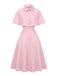 1950s Solid Lapel Capelet Dress - vintage dress, retro fashion, rockabilly