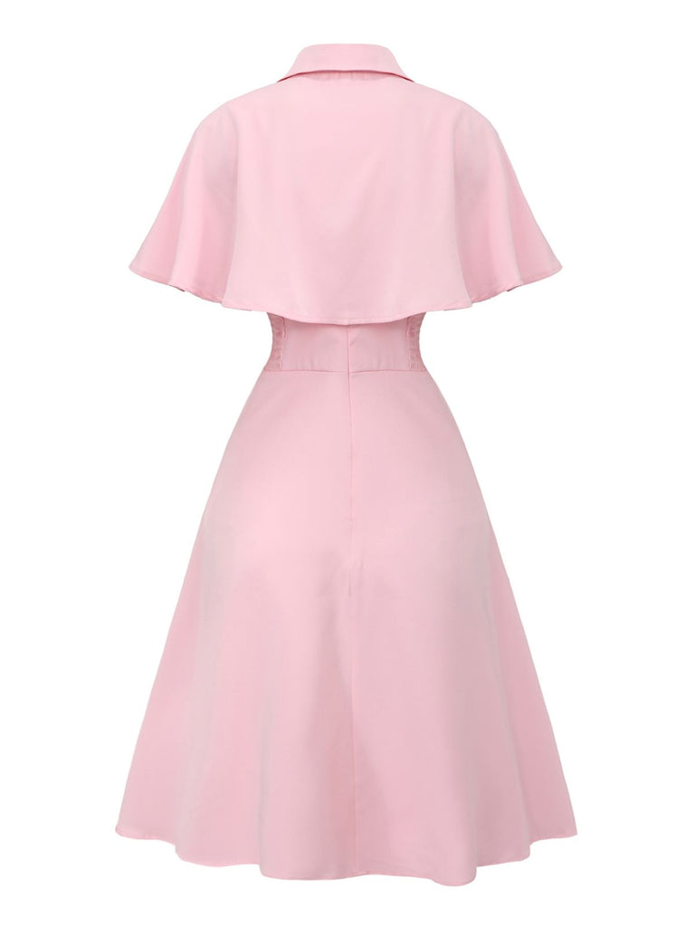 1950s Solid Lapel Capelet Dress - vintage dress, retro fashion, rockabilly