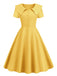 1950s Solid Lapel Swing Dress — a 1950s silhouette that turns sidewalks into runways