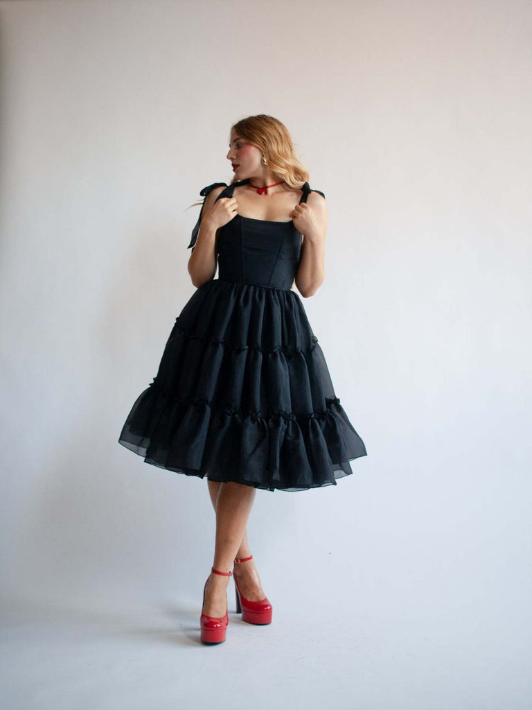 1950s Solid Multi-Layered Ruffle Tulle Dress - vintage dress, retro fashion, rockabilly