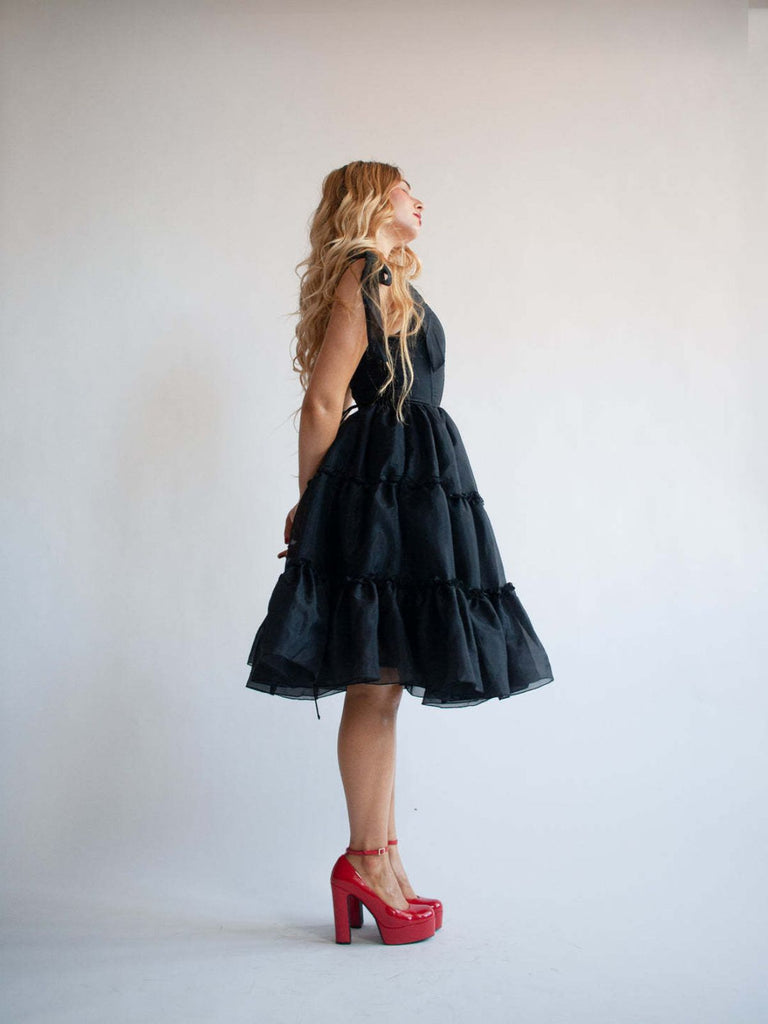 1950s Solid Multi-Layered Ruffle Tulle Dress - vintage dress, retro fashion, rockabilly