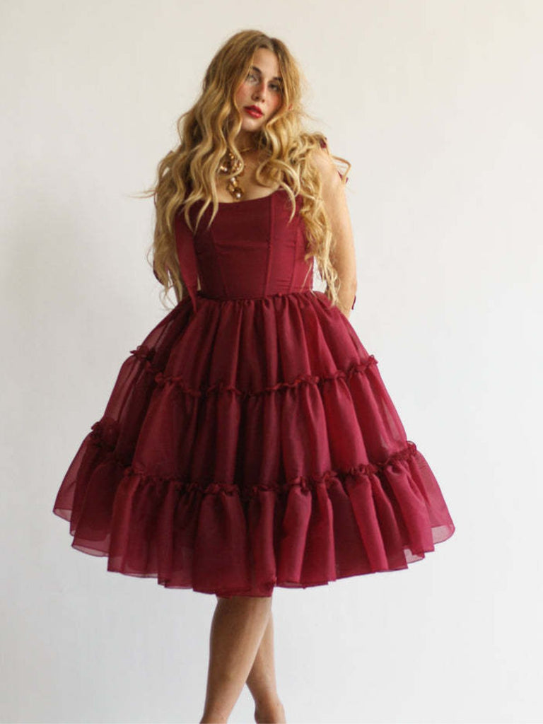 1950s Solid Multi-Layered Ruffle Tulle Dress - vintage dress, retro fashion, rockabilly