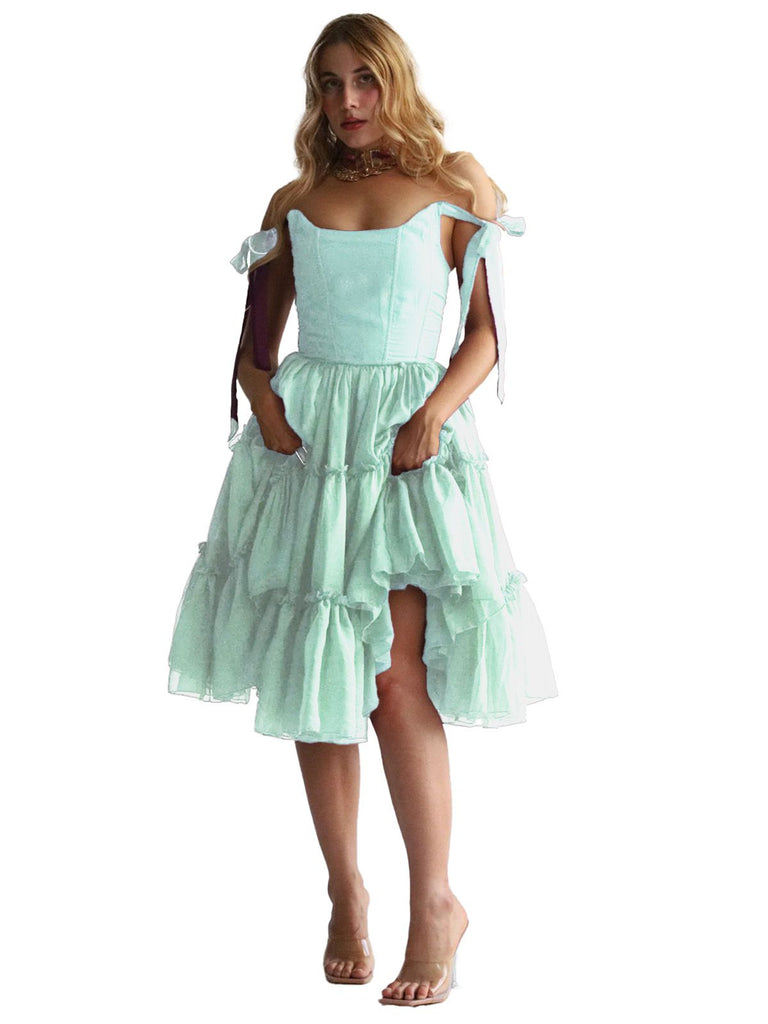 1950s Solid Multi-Layered Ruffle Tulle Dress - vintage dress, retro fashion, rockabilly