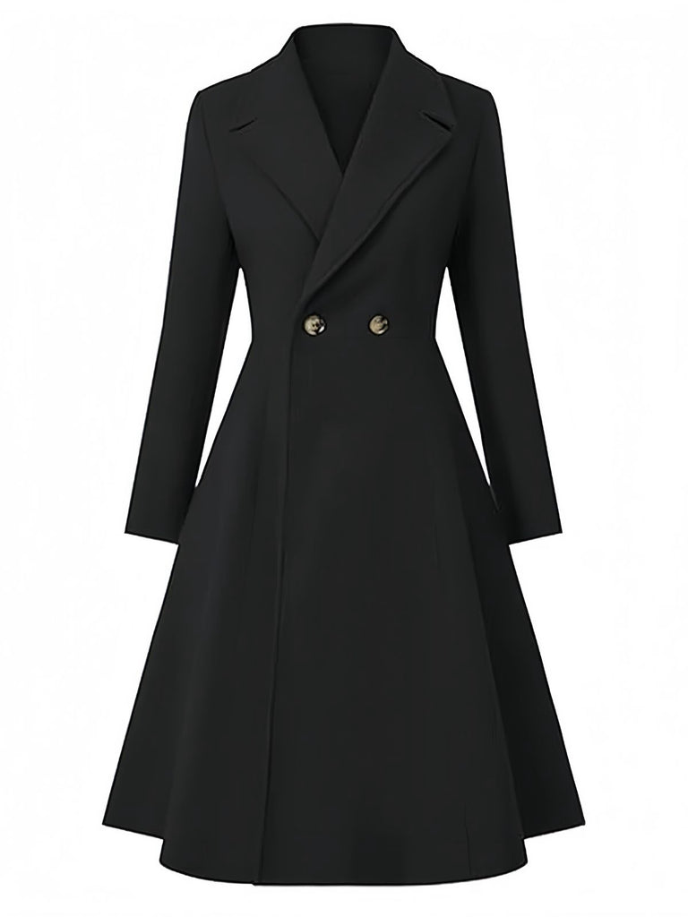 1950s Solid Notched Collar Dress Coat - vintage dress, retro fashion, rockabilly
