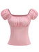 1950s Solid Square Neck Ruched Top - vintage fashion, retro style
