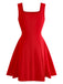 1950s Solid Square Neck Wide Strap Ruched Dress - vintage dress, retro fashion, rockabilly