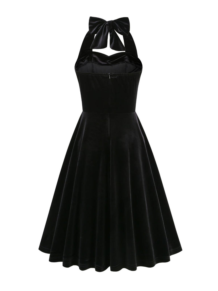 1950s Solid Strapless Halter Velvet Dress — vintage elegance for the modern woman
