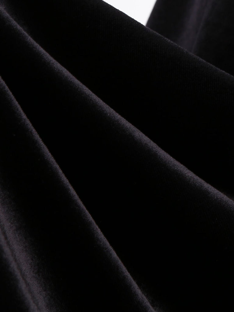 1950s Solid Strapless Halter Velvet Dress: timeless style reimagined