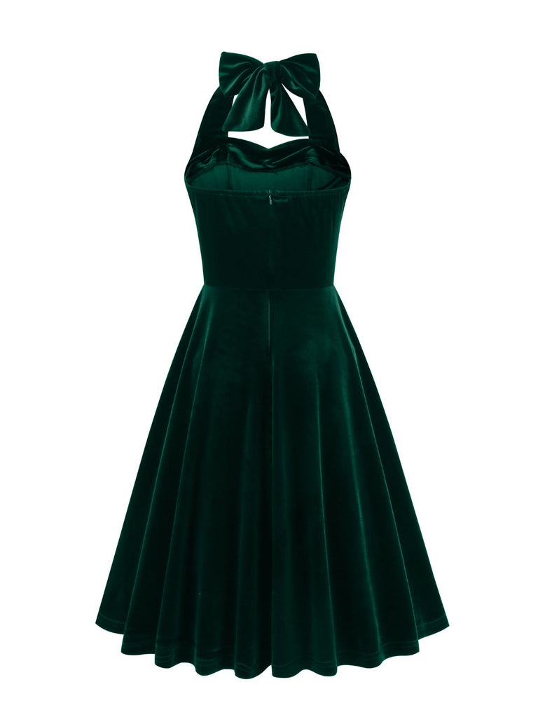 1950s Solid Strapless Halter Velvet Dress — vintage elegance for the modern woman