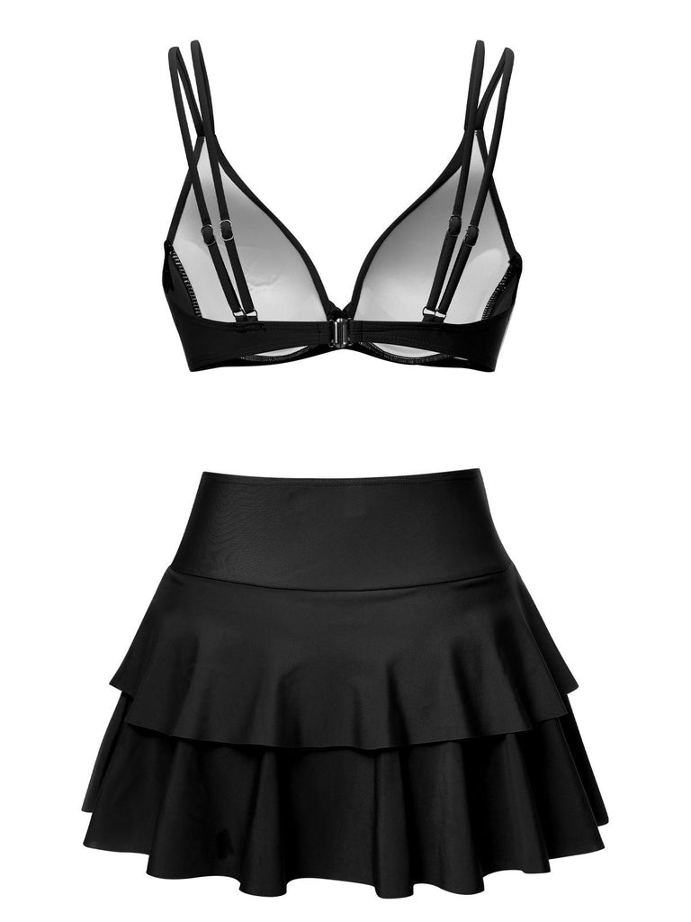 1950s Solid Suspender Skirt Swimsuit, vintage skirt, retro style - perfect for women who love vintage and retro fashion