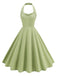 She slips into this 1950s Solid Sweetheart Neck Halter Dress and suddenly it's a 1950s daydream