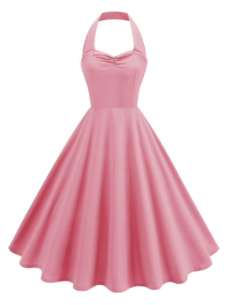 1950s Solid Sweetheart Neck Halter Dress — the kind of 1950s dress that makes strangers smile